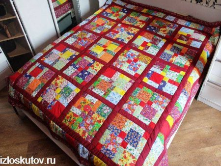 Превью Покрывало из лоскутов “Яркий калейдоскоп” № 1442