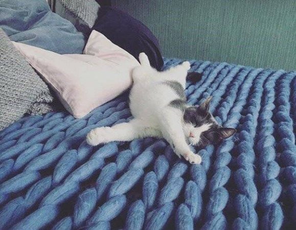 Плед 150х200 см. из крупной пряжи 100% шерсти мериноса
