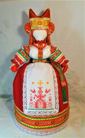 Кукла оберег в русском стиле на чайник Макошь.