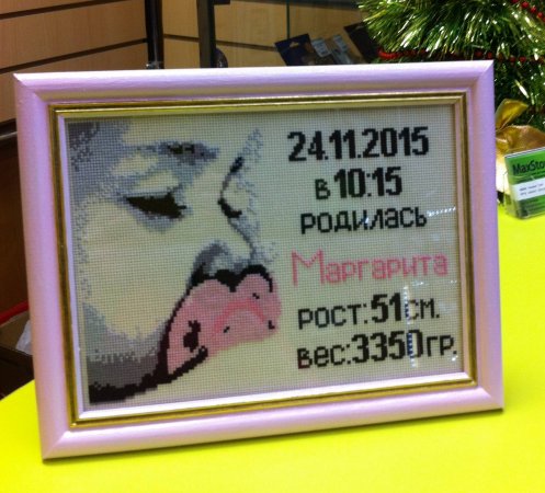 Детская метрика. Вышивка на заказ.